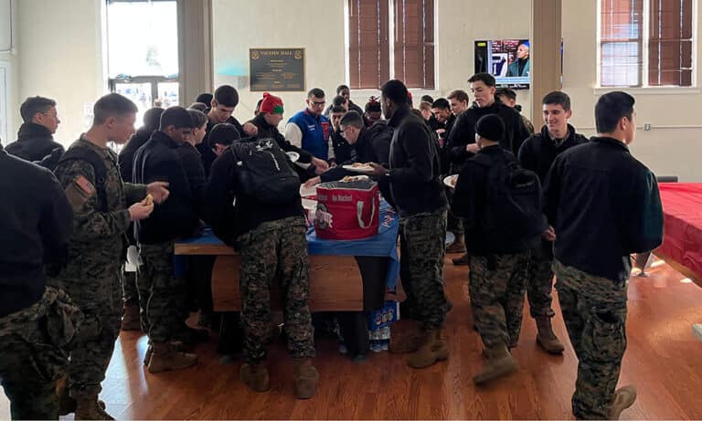 Seniors gather for a celebratory breakfast prior to Christmas Leave.